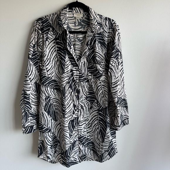 NWOT Cynthia Rowley Sleepwear Palm Print Button Nightshirt Dress Size Medium - Picture 1 of 4